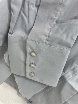 New Men’s Champion Western Gray Sensing Long Sleeve Pearl Snap 16 Large X-1