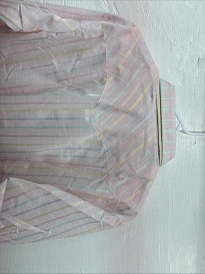New Men’s H Bar C Pink Plaid Long Sleeve Pearl Snap 16.5 X 34 Large X-50