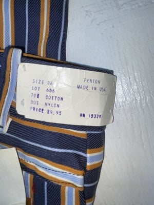New Vintage Blue And Brown Striped Fenton Polyester Pants #656 SS-76