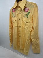 New Women’s Champion Western Yellow Floral Long Sleeve Pearl Snap 14.5 MM-10
