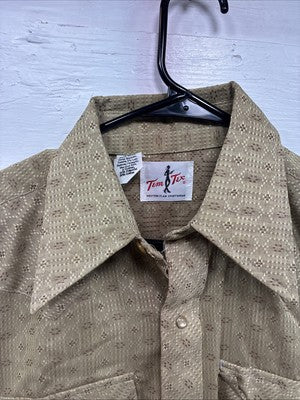 New Men’s Tem Tex Green Design Long Sleeve Pearl Snap 15 X 33 Medium Q-110