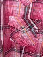 New Women’s Cumberland Pink Plaid Short Sleeve Pearl Snap 2XL GG-13