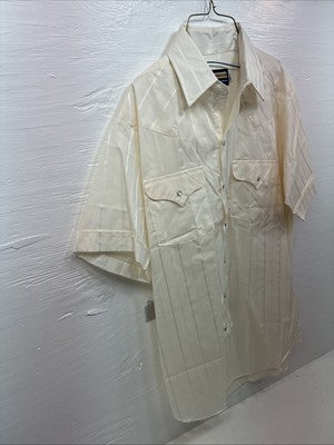 New Men’s Panhandle Slim Yellow Stripe Short Sleeve Pearl Snap 16.5 Large X-11