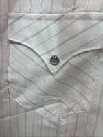 New Men’s H Bar C Pink White Stripe Long Sleeve Pearl Snap 17 X 34 XL R-63