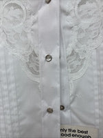 New Women’s Miss Rodeo White Long Sleeve Pearl Snap Size 13/14 TT-31 