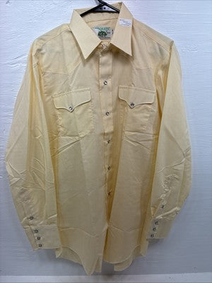 New Men’s Mesquite Yellow Long Sleeve Pearl Snap 15.5 X 34 Medium R-24