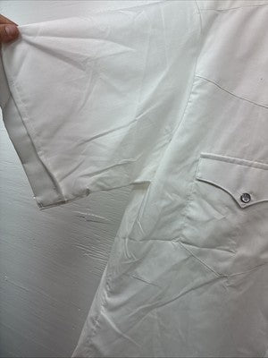 New Men’s H Bar C White Simple Short Sleeve Pearl Snap 16 Large Q-26