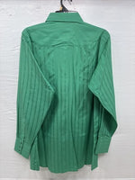 New Men’s White Horse Green Stripe Long Sleeve Pearl Snap Large Q-64