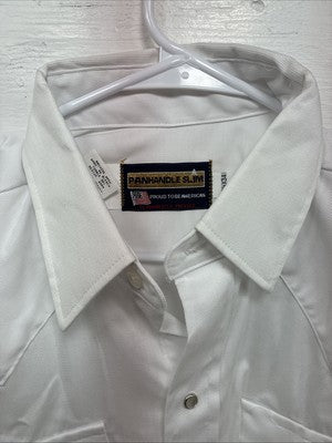 New Men’s Panhandle Slim White Long Sleeve Pearl Snap 16.5 Large X-56