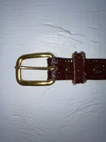 New Brown Genuine Leather Beaded 34” Belt Z-121