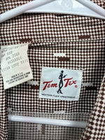 New Men’s Tem Tex Brown Designed Long Sleeve Pearl Snap 17 XL O-49