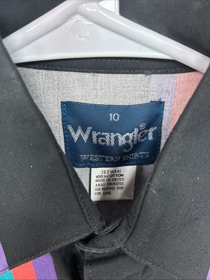 New Kids wrangler Multicolor Black Long Sleeve Button Up Size 10 LL-21