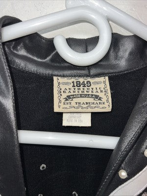 New Women’s Black White Leather Jacket 2XL RR-22