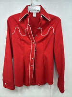 New Women’s Dickson Jenkins Red Long Sleeve Button Up Size 34 MM-97