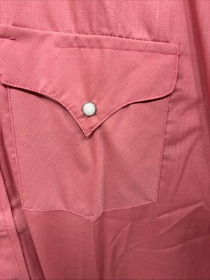New Men’s Panhandle Slim Pink Short Sleeve Pearl Snap 16 X 35 Large M-94