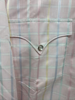 New Men’s H Bar C Pink Plaid Long Sleeve Pearl Snap 16.5 X 34 Large X-50