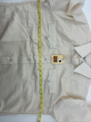 New Men’s H Bar C Tan Designed Long Sleeve Pearl Snap 17 X 34 XL X-104