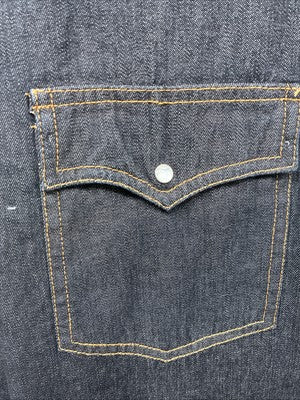 New Men’s ELY Cattleman Dark Blue Jean Long Sleeve Pearl Snap XL M-80