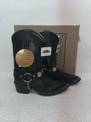 New Youth Black Smoky Mountain Cowboy Boots. 1083 C 1 D. 23-93