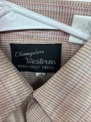 New Women’s Champion Western Plaid Long Sleeve Pearl Snap Size 14 II-71