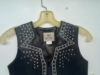 New Women’s Black 1849 Authentic Ranchwear Cut Off Zip Up Vest S #77872 3B-70