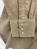 New Men’s White Horse Brown Western Long Sleeve Pearl Snap Large V-99