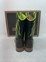 New Youth Black DBL Barrel Cowboy Boots. 4475802 4. 22-56