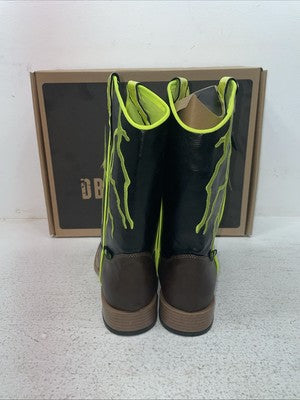 New Youth Black DBL Barrel Cowboy Boots. 4475802 4. 22-56