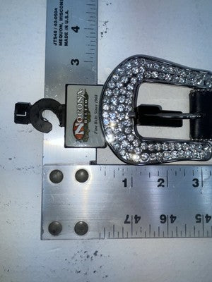 New Black Genuine Leather Nocona Silver Bling L Belt #N3466401 Z-100
