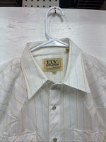 New Men’s ELY Cattleman White Stripe Long Sleeve Pearl Snap 16 X 34 Large M-24
