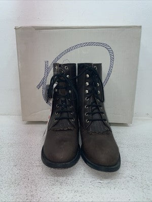New Youth Brown Lace Up Old West Cowboy Boots. 5148 G 3.5 3 1/2. 22-40