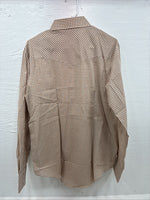 New Men’s Circle A Brown Checkered Long Sleeve Pearl Snap Large AA-55