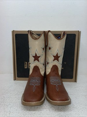 New Children Brown DBL Barrel Cowboy Boots. 4451402 1.5 1 1/2. 23-26