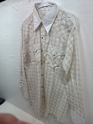New Men’s Dickson Jenkins White Deign Long Sleeve Pearl Snap 16.5 Large X-55