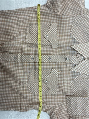 New Men’s Stockman Brown Checkered Long Sleeve Pearl Snap 15.5 Medium AA-66