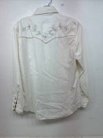 New Women’s H Bar C White Gold Design Long Sleeve Pearl Snap Medium TT-118