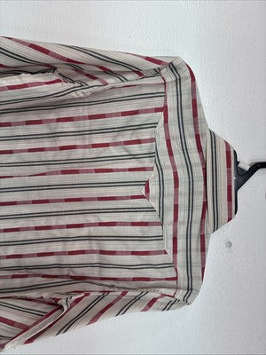 New Kids White Horse Red Stripe Long Sleeve Pearl Snap Large DD-63
