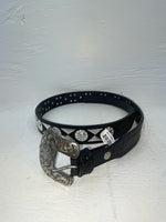 New Black Genuine Leather Nocona Silver Pendent 42” Belt #N2235601 NN-116