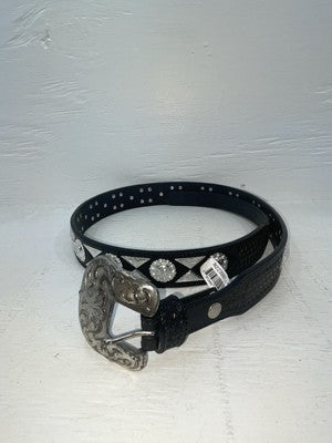 New Black Genuine Leather Nocona Silver Pendent 42” Belt #N2235601 NN-116