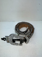 New Black Genuine Leather Nocona Silver Bling L Belt #N3466401 Z-100