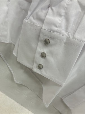 New Men’s ELY Cattleman White Long Sleeve Pearl Snap 16.5 X 35 Large CC-52