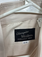 New Men’s Champion Western Tan Embroidered Long Sleeve Pearl Snap 15 Medium K-90