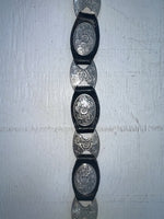 New Black Genuine Leather Silver Pendent XXL Belt #398402 NN-113