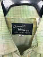 New Women’s Champion Western Green Plaid Long Sleeve Pearl Snap Size 10 KK-71
