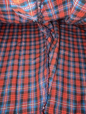 New Vintage Blue And Red Plaid Polyester Pants #5423719 3A-125