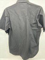 New Men’s ELY Cattleman Black Simple Short Sleeve Pearl Snap 17 XL Q-24