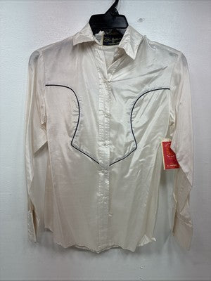 New Women’s Pioneer Wear White Long Sleeve Button Up Medium MM-95