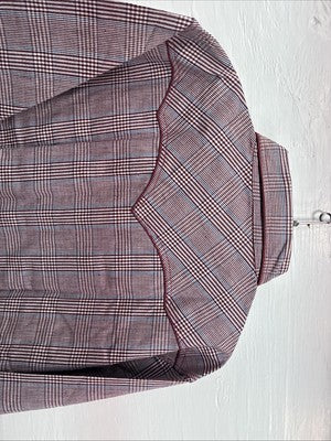 New Men’s Champion Western Burgundy Plaid Long Sleeve Pearl Snap XL M-100