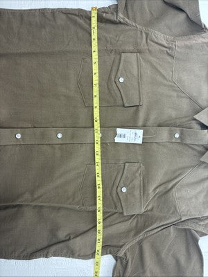 New Men’s White Horse Brown Western Long Sleeve Pearl Snap Large V-99