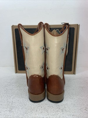 New Children Brown DBL Barrel Cowboy Boots. 4451402 1.5 1 1/2. 23-26